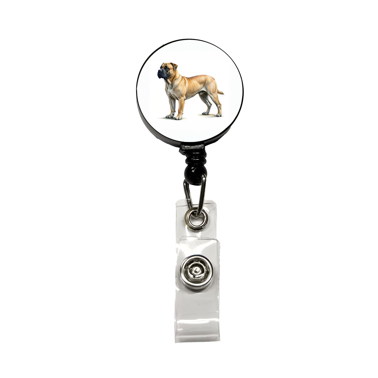 Boerboel Dog Illustration Retractable ID Key Card Name Tag Badge Holder with Clip