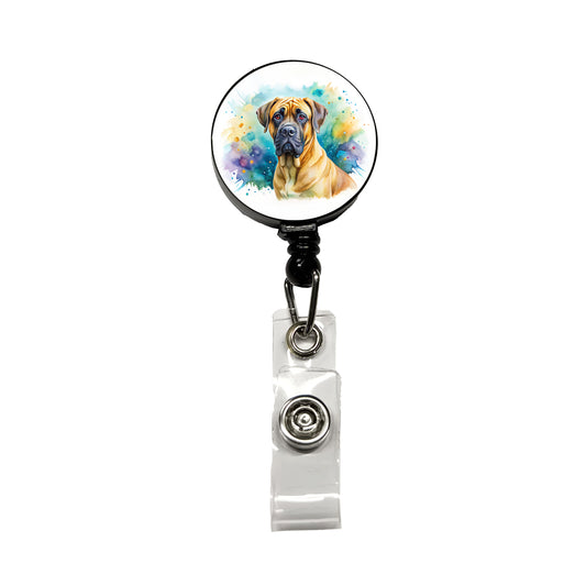 Boerboel Dog Watercolor Style Retractable ID Key Card Name Tag Badge Holder with Clip