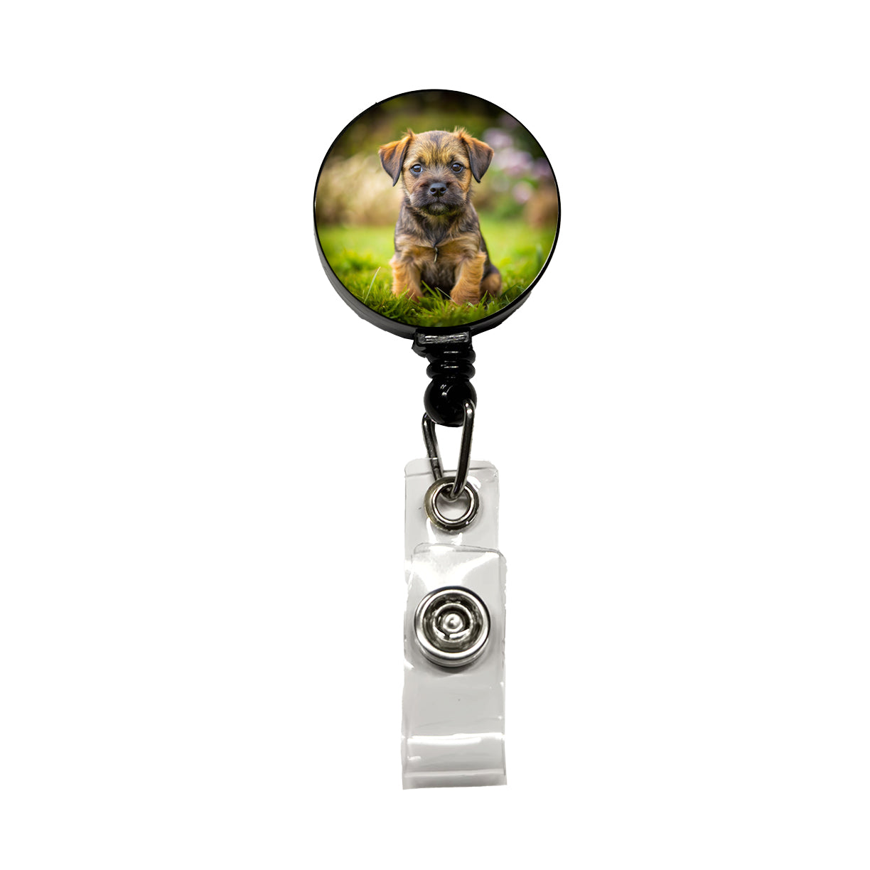 Border Terrier Dog Puppy Photo Retractable ID Key Card Name Tag Badge Holder with Clip