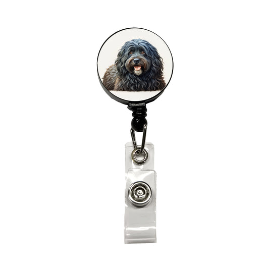 Bouviers Des Flandres Dog Illustration Retractable ID Key Card Name Tag Badge Holder with Clip