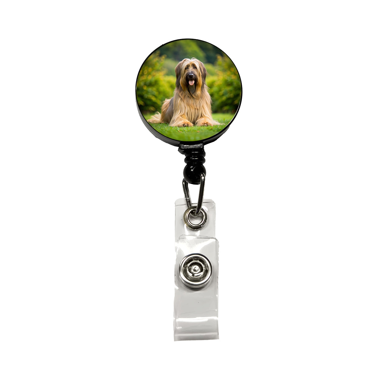 Briard Dog Photo Retractable ID Key Card Name Tag Badge Holder with Clip