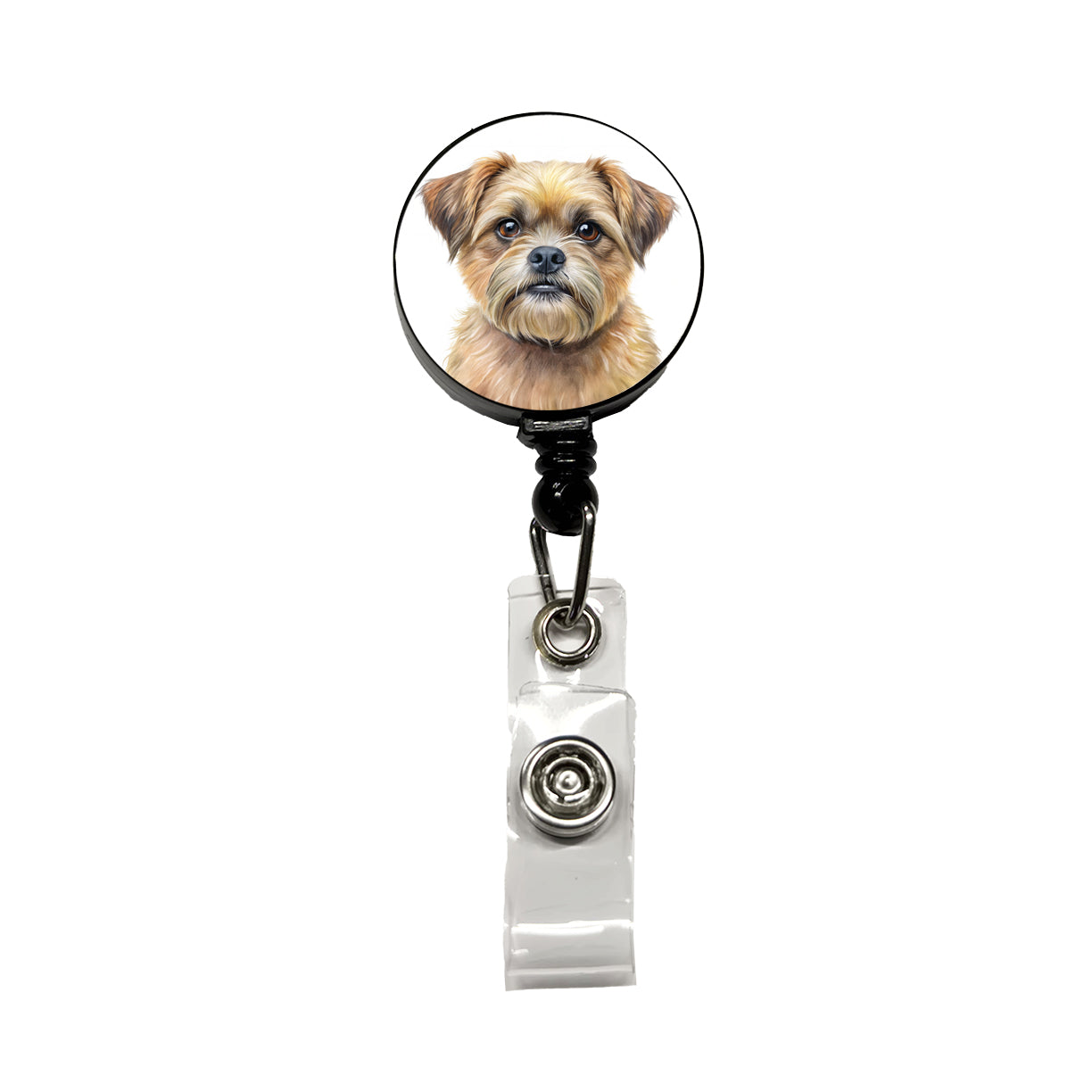 Brussels Griffon Dog Illustration Retractable ID Key Card Name Tag Badge Holder with Clip