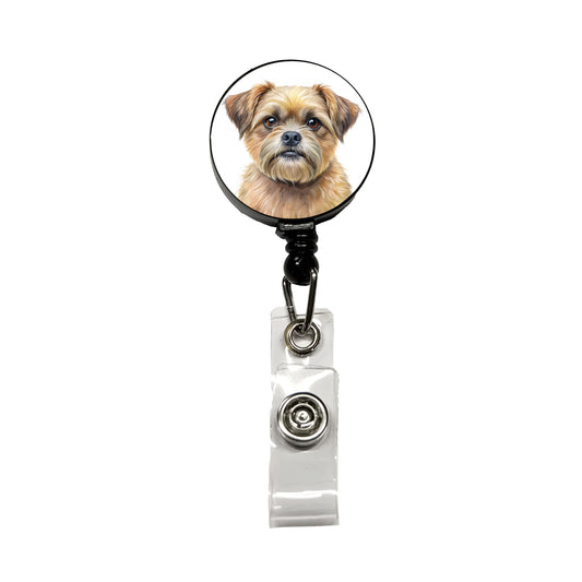 Brussels Griffon Dog Illustration Retractable ID Key Card Name Tag Badge Holder with Clip