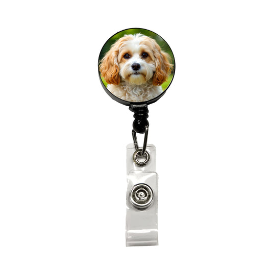 Cavachon Dog Photo Retractable ID Key Card Name Tag Badge Holder with Clip