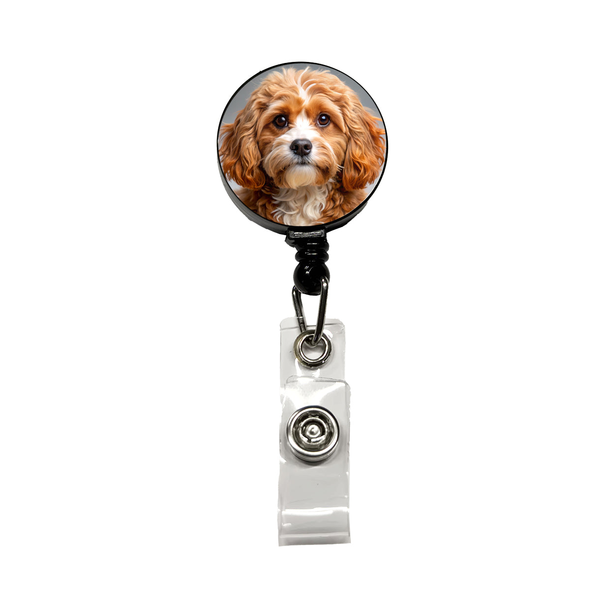 Cavapoo Dog Photo Retractable ID Key Card Name Tag Badge Holder with Clip