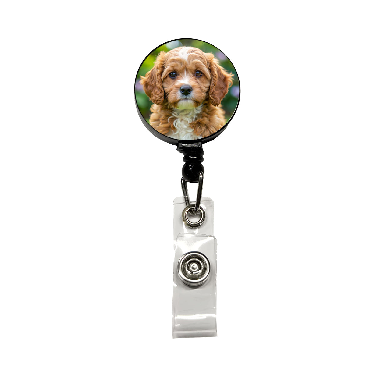 Cavapoo Dog Puppy Photo Retractable ID Key Card Name Tag Badge Holder with Clip