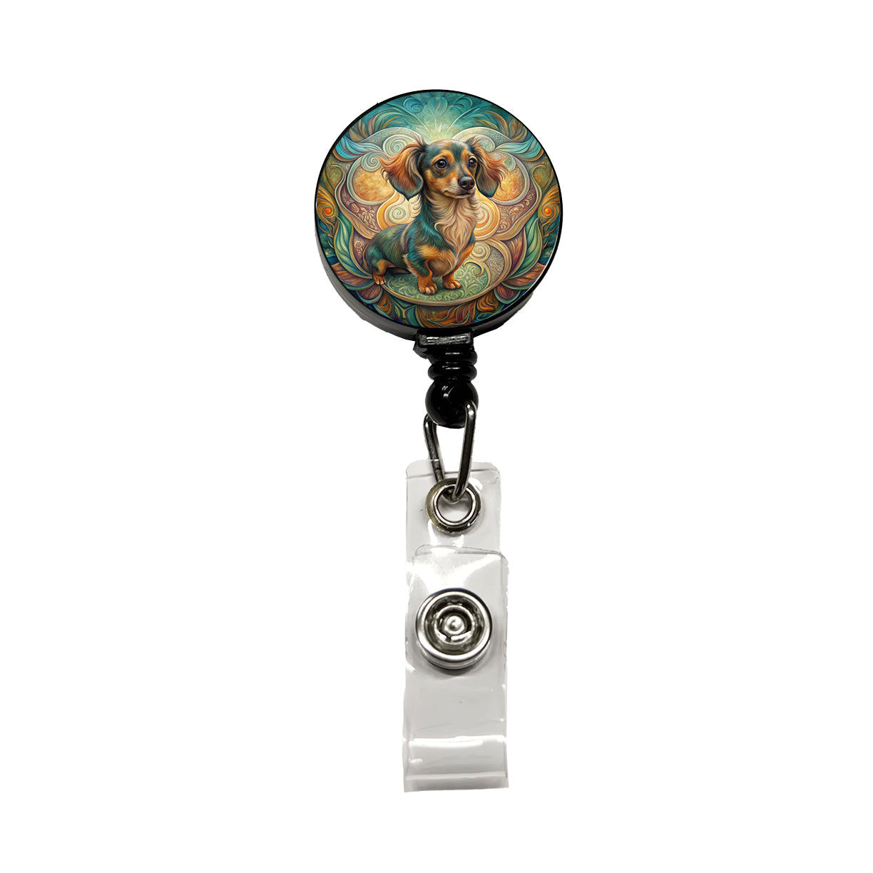 Chiweenie Dog Art Nouveau Retractable ID Key Card Name Tag Badge Holder with Clip