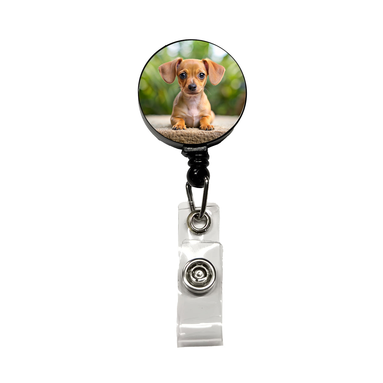 Chiweenie Dog Puppy Photo Retractable ID Key Card Name Tag Badge Holder with Clip