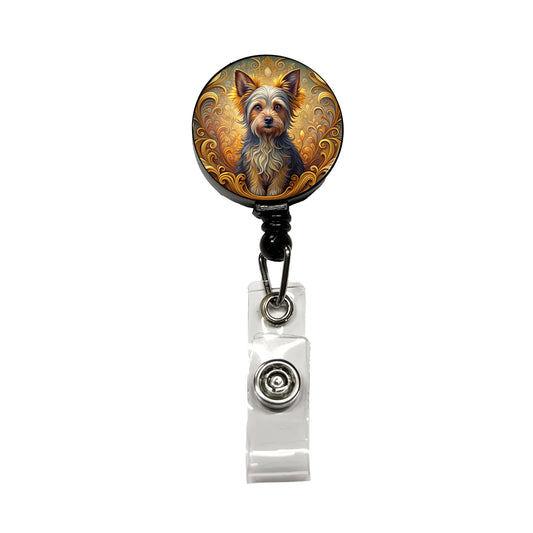 Chorkie Dog Art Nouveau Retractable ID Key Card Name Tag Badge Holder with Clip