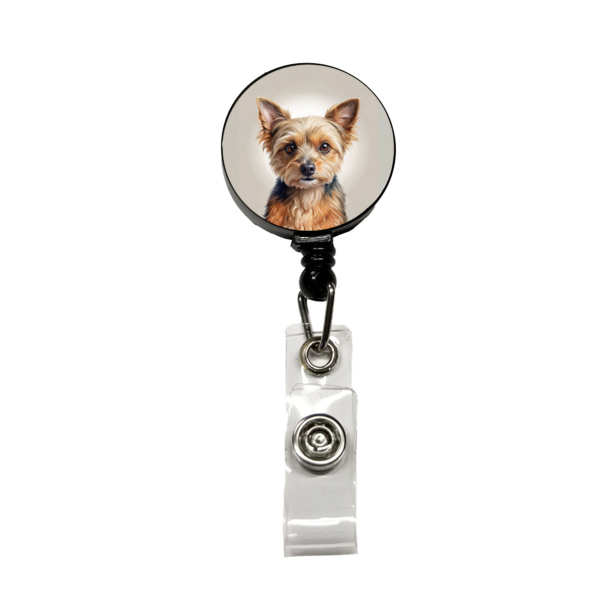 Chorkie Dog Illustration Retractable ID Key Card Name Tag Badge Holder with Clip