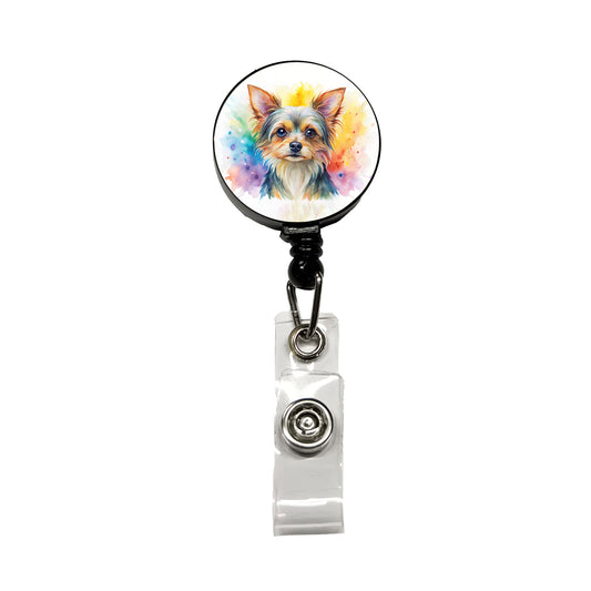 Chorkie Dog Watercolor Style Retractable ID Key Card Name Tag Badge Holder with Clip