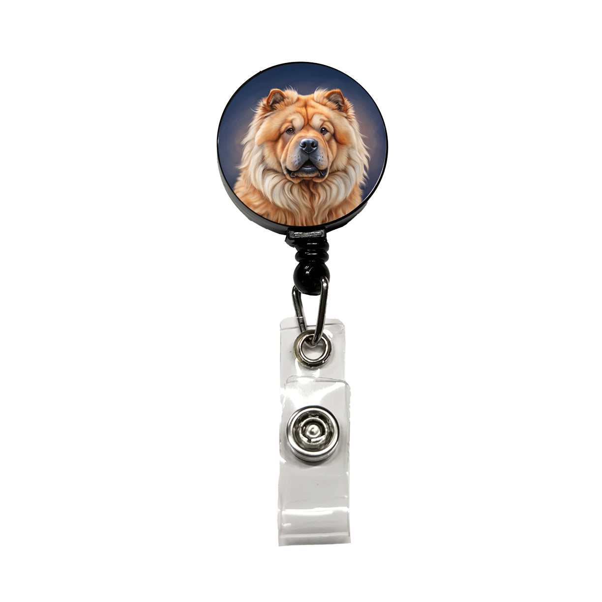Chow Chow Dog Illustration Retractable ID Key Card Name Tag Badge Holder with Clip