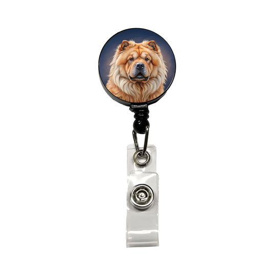 Chow Chow Dog Illustration Retractable ID Key Card Name Tag Badge Holder with Clip