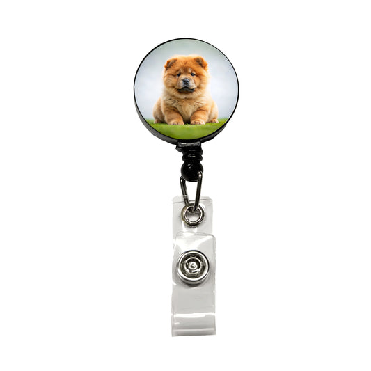 Chow Chow Dog Puppy Photo Retractable ID Key Card Name Tag Badge Holder with Clip