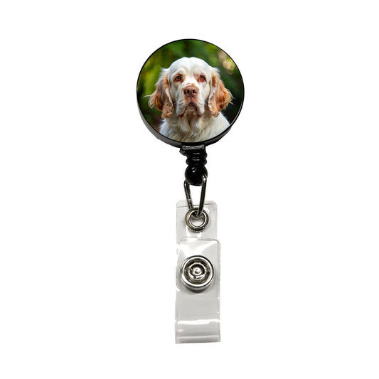 Clumber Spaniel Dog Photo Retractable ID Key Card Name Tag Badge Holder with Clip