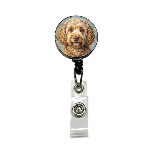 Cockapoo Dog Art Nouveau Retractable ID Key Card Name Tag Badge Holder with Clip