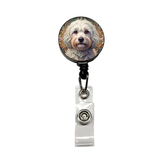 Coton De Tulear Dog Art Nouveau Retractable ID Key Card Name Tag Badge Holder with Clip