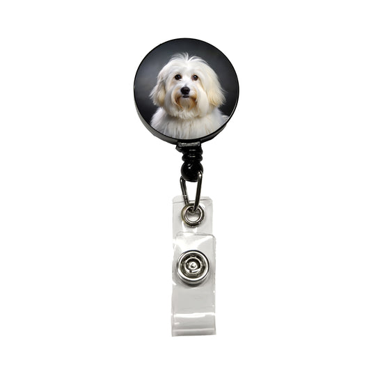 Coton De Tulear Dog Photo Retractable ID Key Card Name Tag Badge Holder with Clip