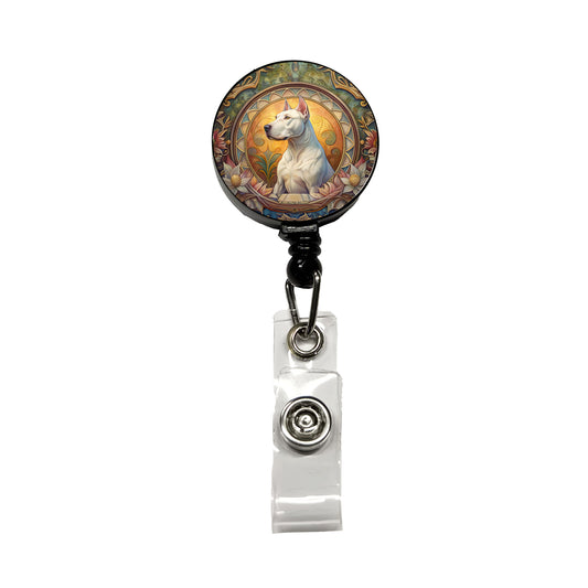 Dogo Argentino Dog Art Nouveau Retractable ID Key Card Name Tag Badge Holder with Clip