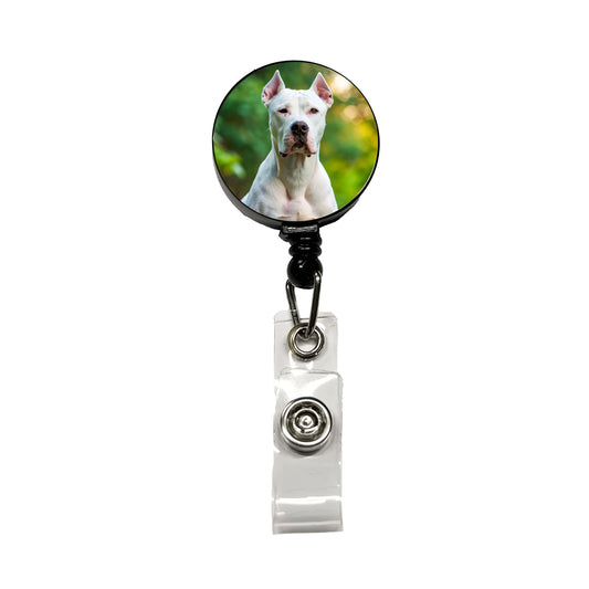 Dogo Argentino Dog Photo Retractable ID Key Card Name Tag Badge Holder with Clip