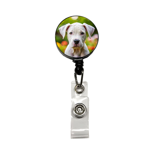 Dogo Argentino Dog Puppy Photo Retractable ID Key Card Name Tag Badge Holder with Clip