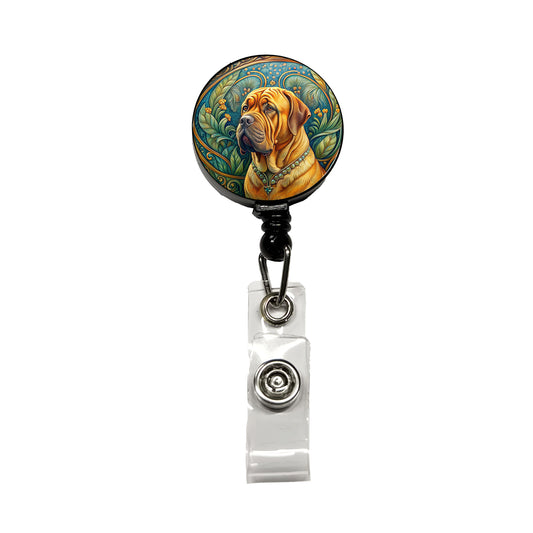 Dogues De Bordeaux Dog Art Nouveau Retractable ID Key Card Name Tag Badge Holder with Clip