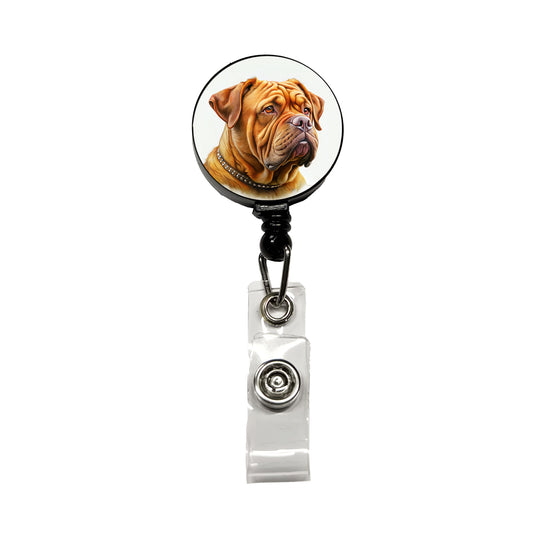 Dogues De Bordeaux Dog Illustration Retractable ID Key Card Name Tag Badge Holder with Clip