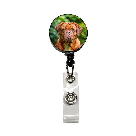 Dogues De Bordeaux Dog Photo Retractable ID Key Card Name Tag Badge Holder with Clip