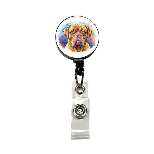 Dogues De Bordeaux Dog Watercolor Style Retractable ID Key Card Name Tag Badge Holder with Clip