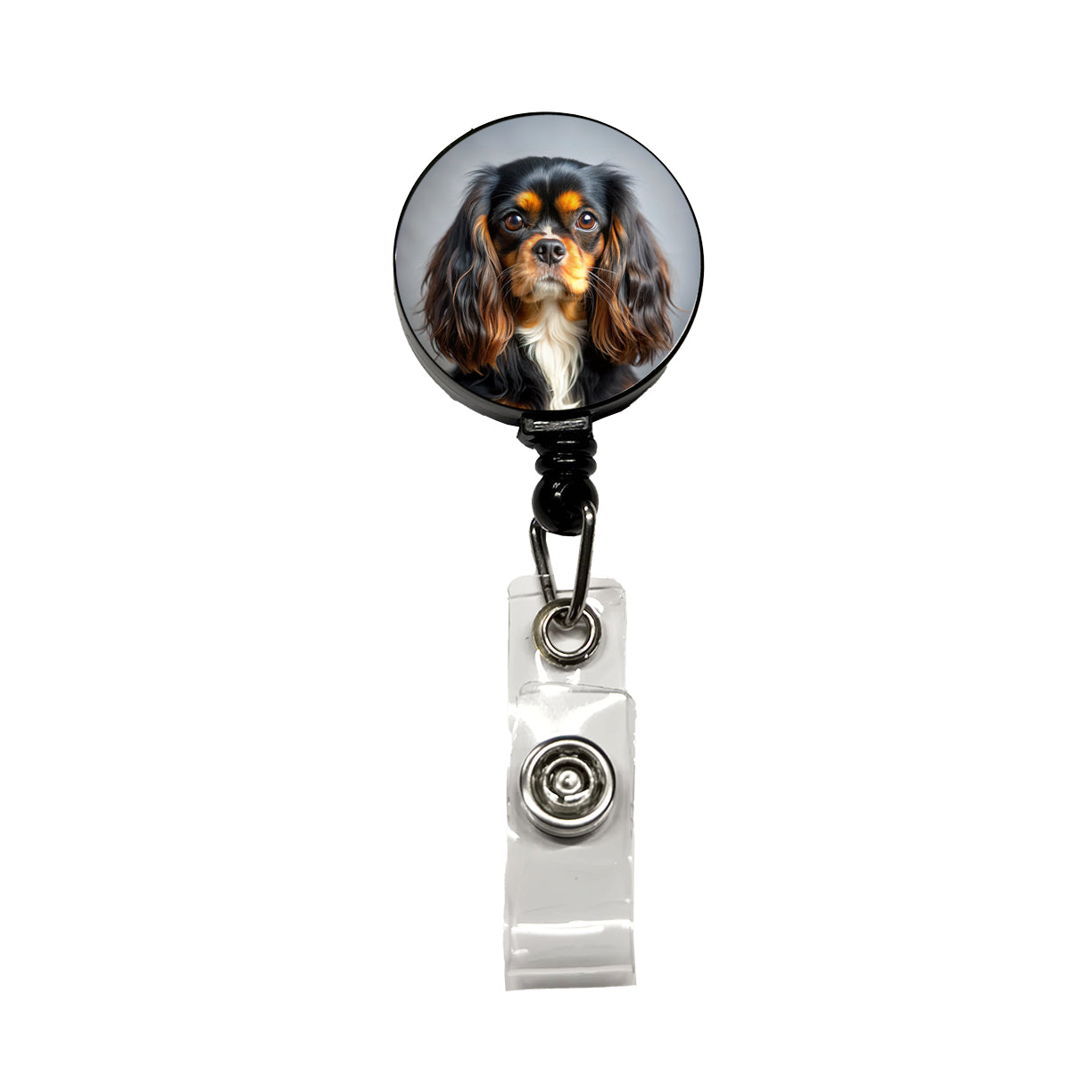 English Toy Spaniel Dog Photo Retractable ID Key Card Name Tag Badge Holder with Clip