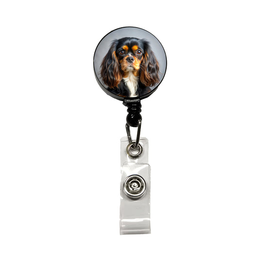 English Toy Spaniel Dog Photo Retractable ID Key Card Name Tag Badge Holder with Clip