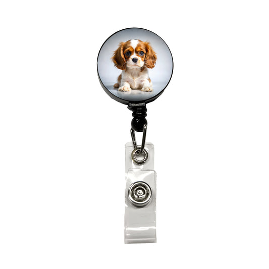 English Toy Spaniel Dog Puppy Photo Retractable ID Key Card Name Tag Badge Holder with Clip