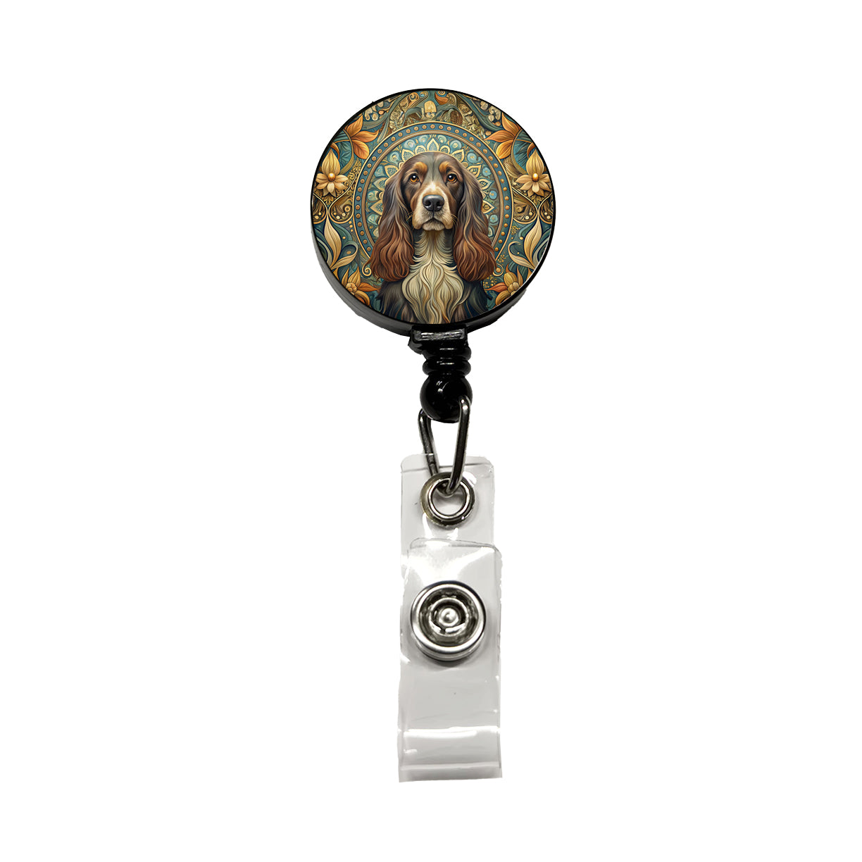 Field Spaniel Dog Art Nouveau Retractable ID Key Card Name Tag Badge Holder with Clip