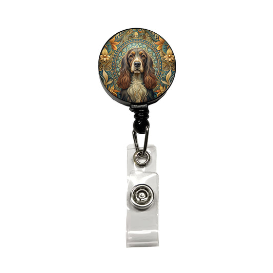 Field Spaniel Dog Art Nouveau Retractable ID Key Card Name Tag Badge Holder with Clip