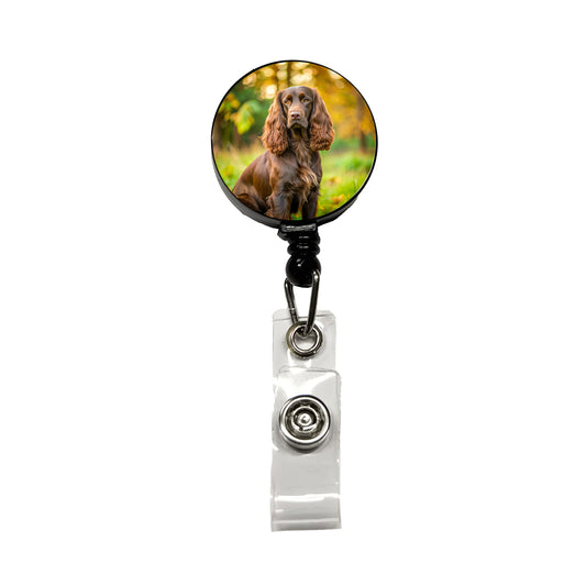 Field Spaniel Dog Photo Retractable ID Key Card Name Tag Badge Holder with Clip