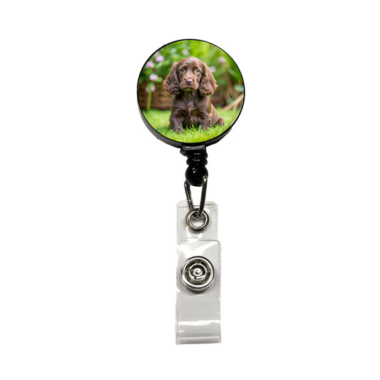 Field Spaniel Dog Puppy Photo Retractable ID Key Card Name Tag Badge Holder with Clip