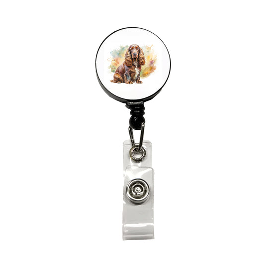 Field Spaniel Dog Watercolor Style Retractable ID Key Card Name Tag Badge Holder with Clip