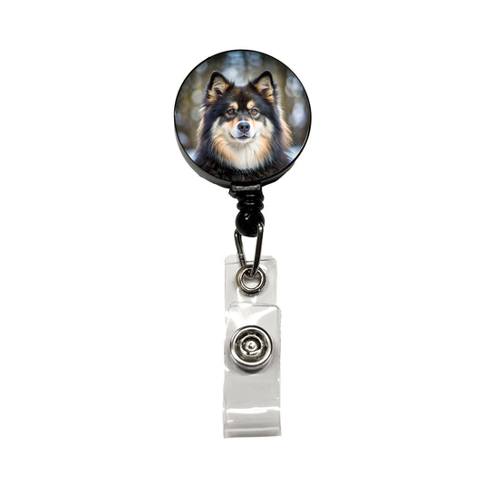 Finnish Lapphund Dog Photo Retractable ID Key Card Name Tag Badge Holder with Clip
