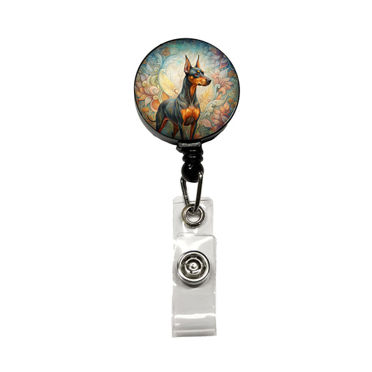 German Pinscher Dog Art Nouveau Retractable ID Key Card Name Tag Badge Holder with Clip