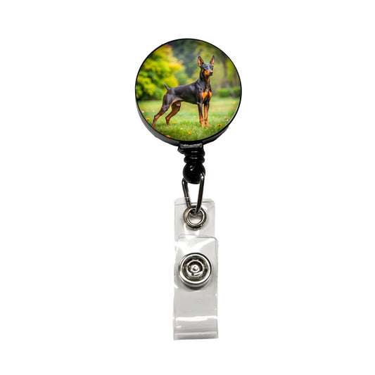 German Pinscher Dog Photo Retractable ID Key Card Name Tag Badge Holder with Clip