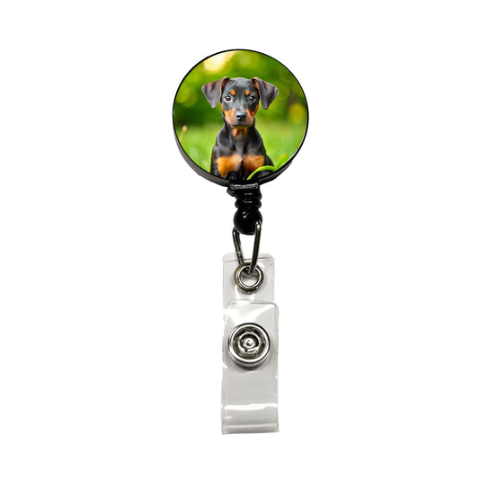 German Pinscher Dog Puppy Photo Retractable ID Key Card Name Tag Badge Holder with Clip