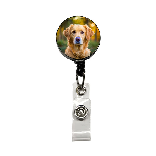 Goldador Dog Photo Retractable ID Key Card Name Tag Badge Holder with Clip