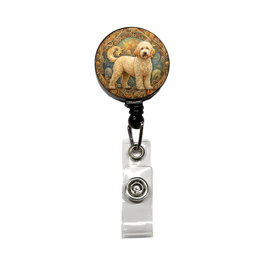 Goldendoodle Dog Art Nouveau Retractable ID Key Card Name Tag Badge Holder with Clip