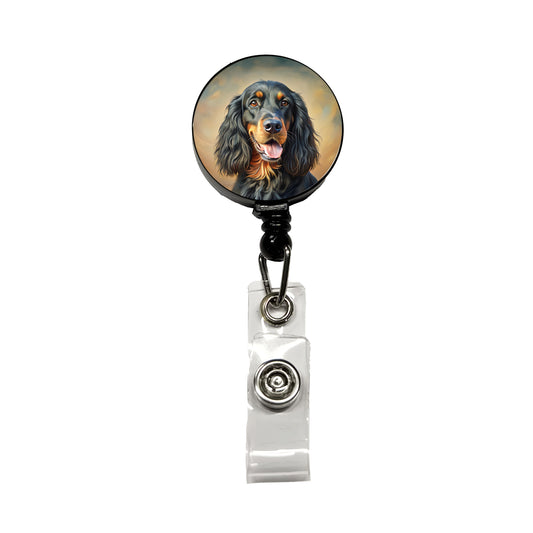 Gordon Setter Dog Illustration Retractable ID Key Card Name Tag Badge Holder with Clip
