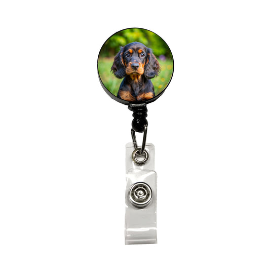 Gordon Setter Dog Puppy Photo Retractable ID Key Card Name Tag Badge Holder with Clip
