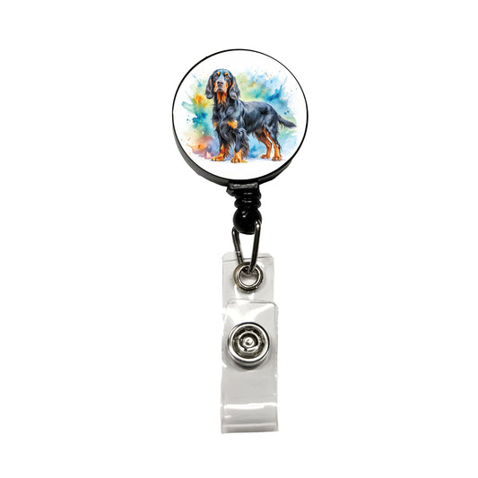 Gordon Setter Dog Watercolor Style Retractable ID Key Card Name Tag Badge Holder with Clip
