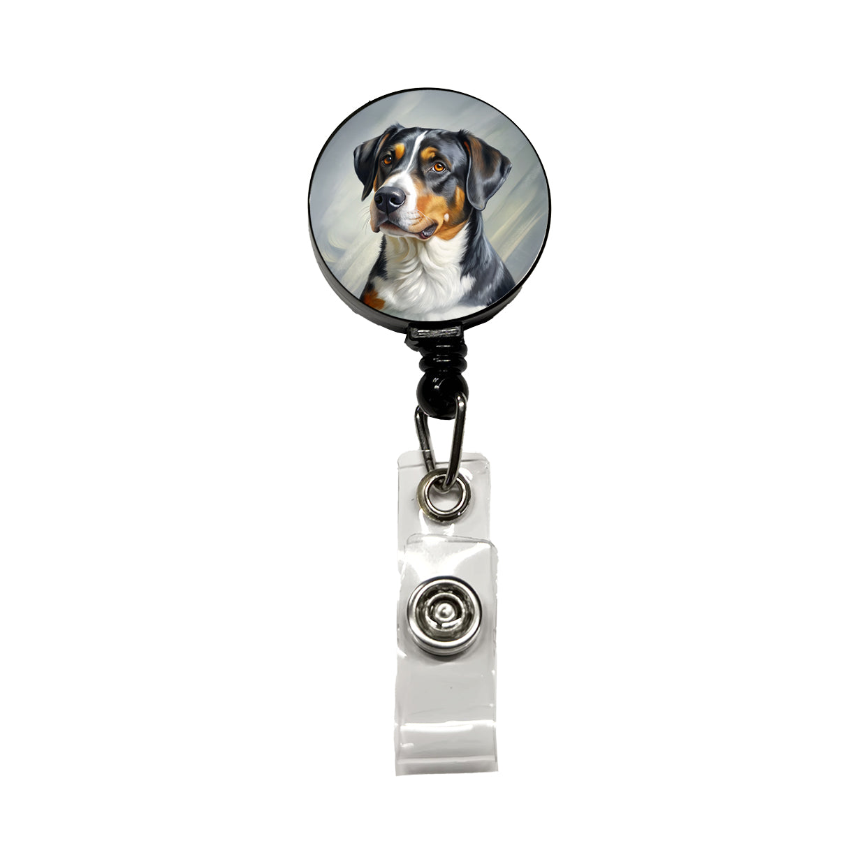 Greater Swiss Mountain Dog Illustration Retractable ID Key Card Name Tag Badge Holder with Clip
