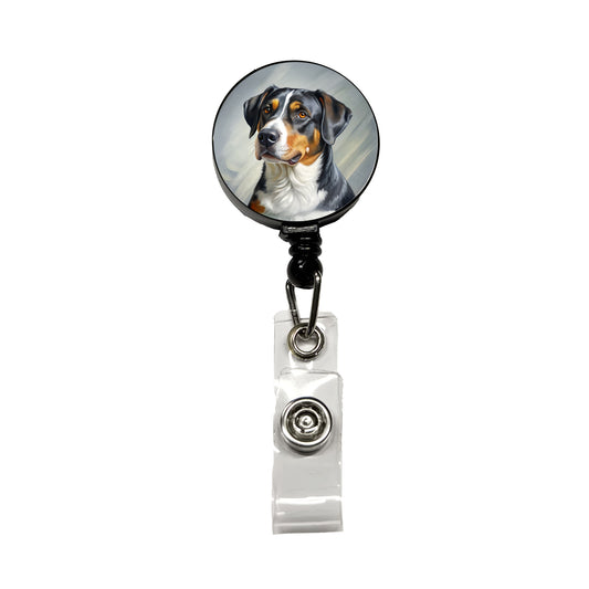 Greater Swiss Mountain Dog Illustration Retractable ID Key Card Name Tag Badge Holder with Clip
