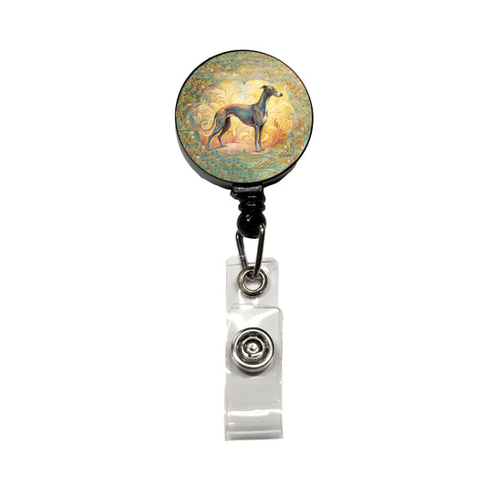 Greyhound Dog Art Nouveau Retractable ID Key Card Name Tag Badge Holder with Clip