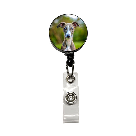 Greyhound Dog Puppy Photo Retractable ID Key Card Name Tag Badge Holder with Clip